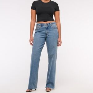 Abercrombie & Fitch Light The Baggy Low Rise Curve Love Blue Straight Leg Jeans